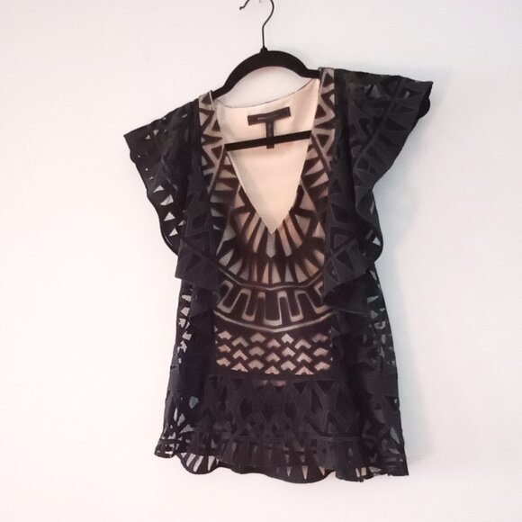 BCBG MAX AZRIA black lace top - Picture 4 of 13